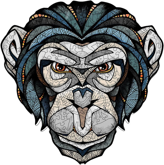 EWA Home Décor – Chimp (Chimpanzee) Small 110 Pieces – Wooden Jigsaw Puzzle for Adults – Perfect for Artistic Home Decoration and Mindful Relaxation