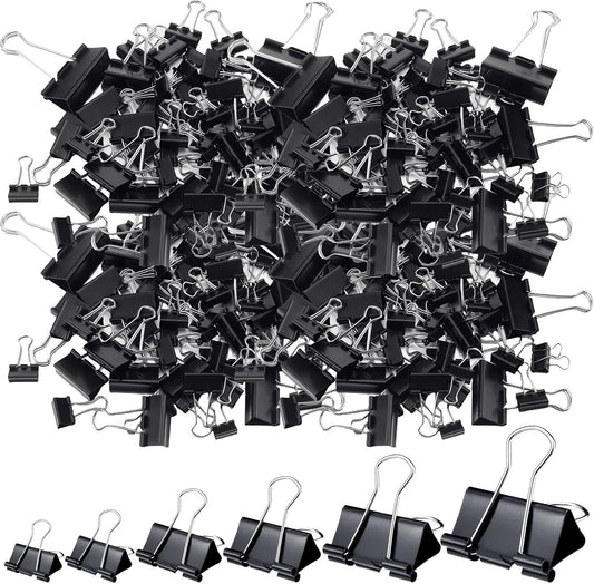 Yexiya 1000 Pcs Binder Clips Bulk Assorted Sizes Black Paper Clips Small Binder Clips Office Clips Bulk Mini Paper Clamps Multi Sizes for School Teachers Office Supplies (Multi Sizes)