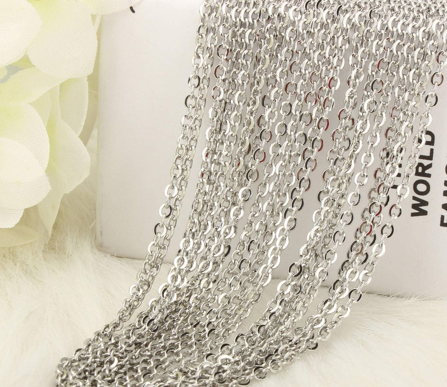 Wholesale 12 PCS Genuine Stainless Steel Fine Cable Chain Necklace Chains Bulk for Jewelry Making 18-30 Inches (30 Inch(2MM))