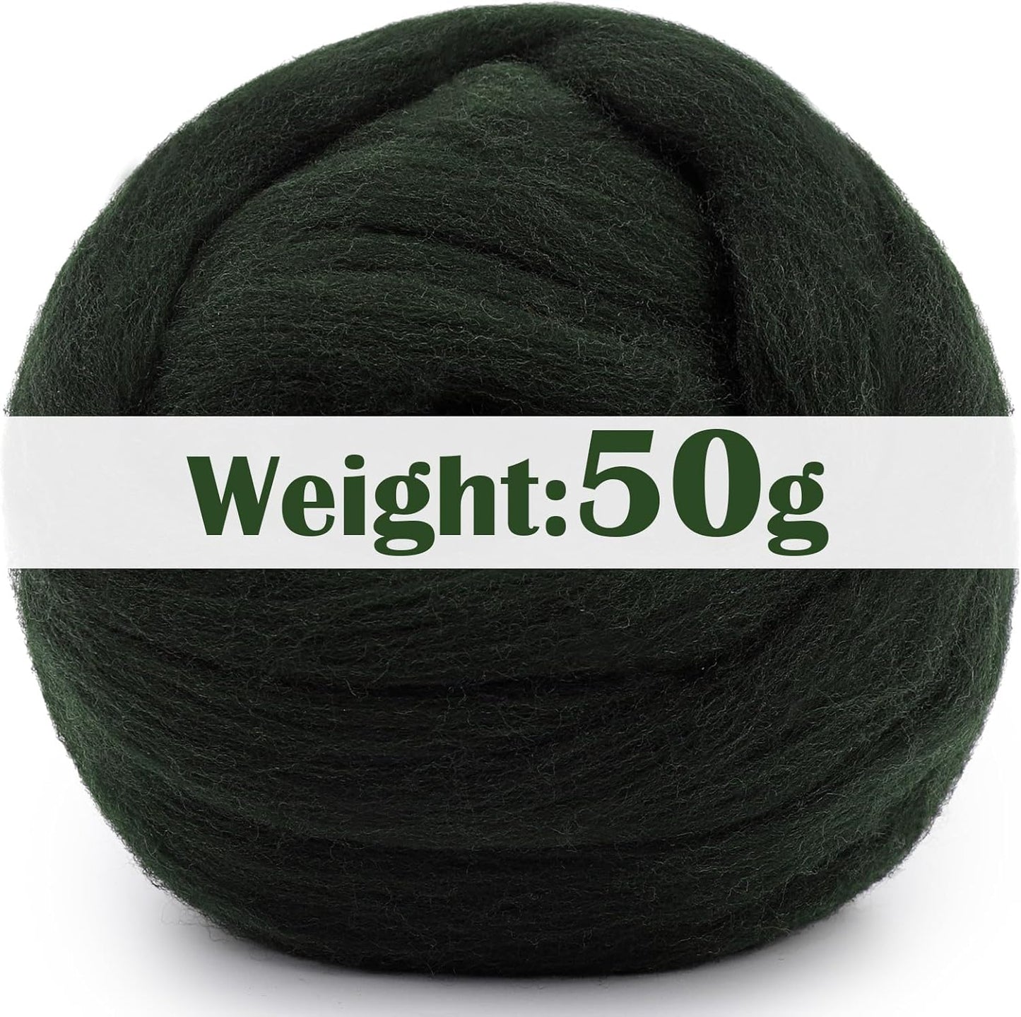 Mayboos Wool Roving Yarn, 1.76oz Colored Natural Wool Roving,Wool Felting Supplies Pure Wool Chunky Yarn for Wet Felting handcrafts and Spinning (Dark Green Color)
