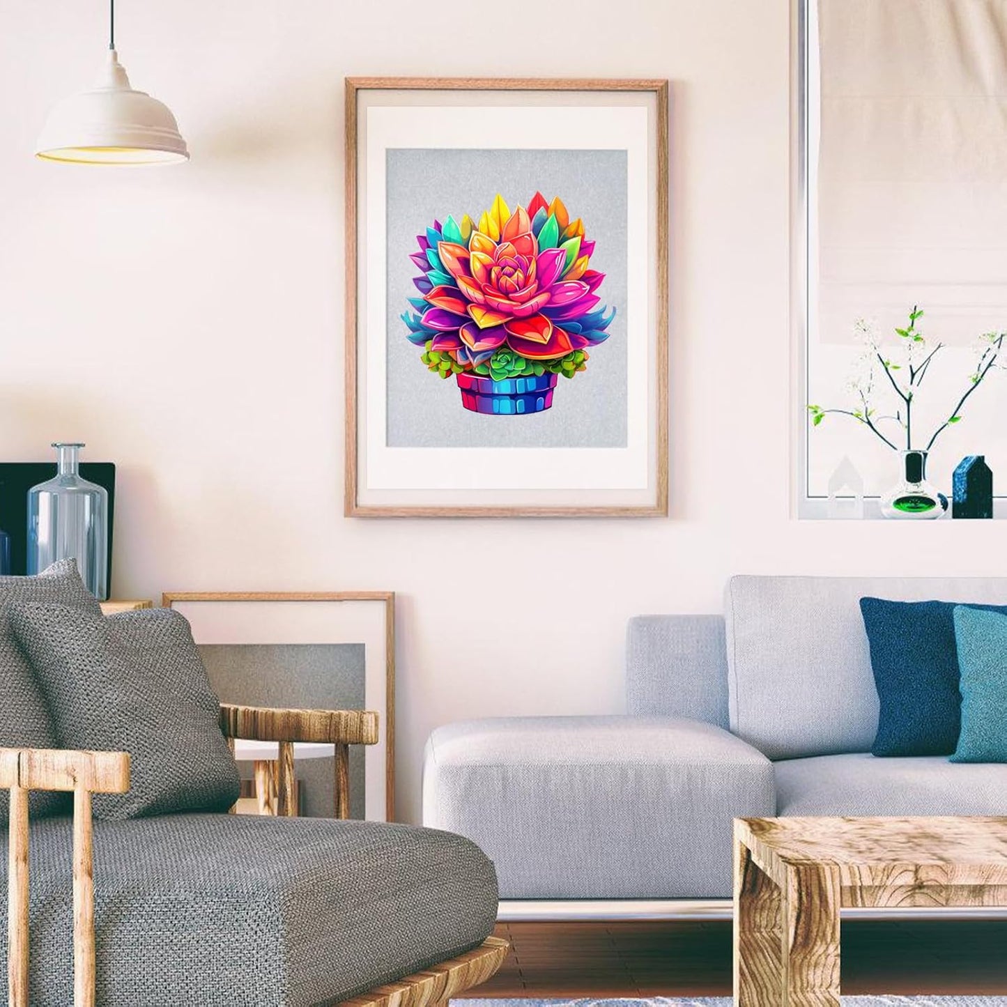 Wooden Puzzles Colorful Flower 500pcs King Size 16.9'' x 16.2'', Luxurious Shaped Wood Puzzle, Beautiful Package, Best Gift for Adults and Kids, Family Game