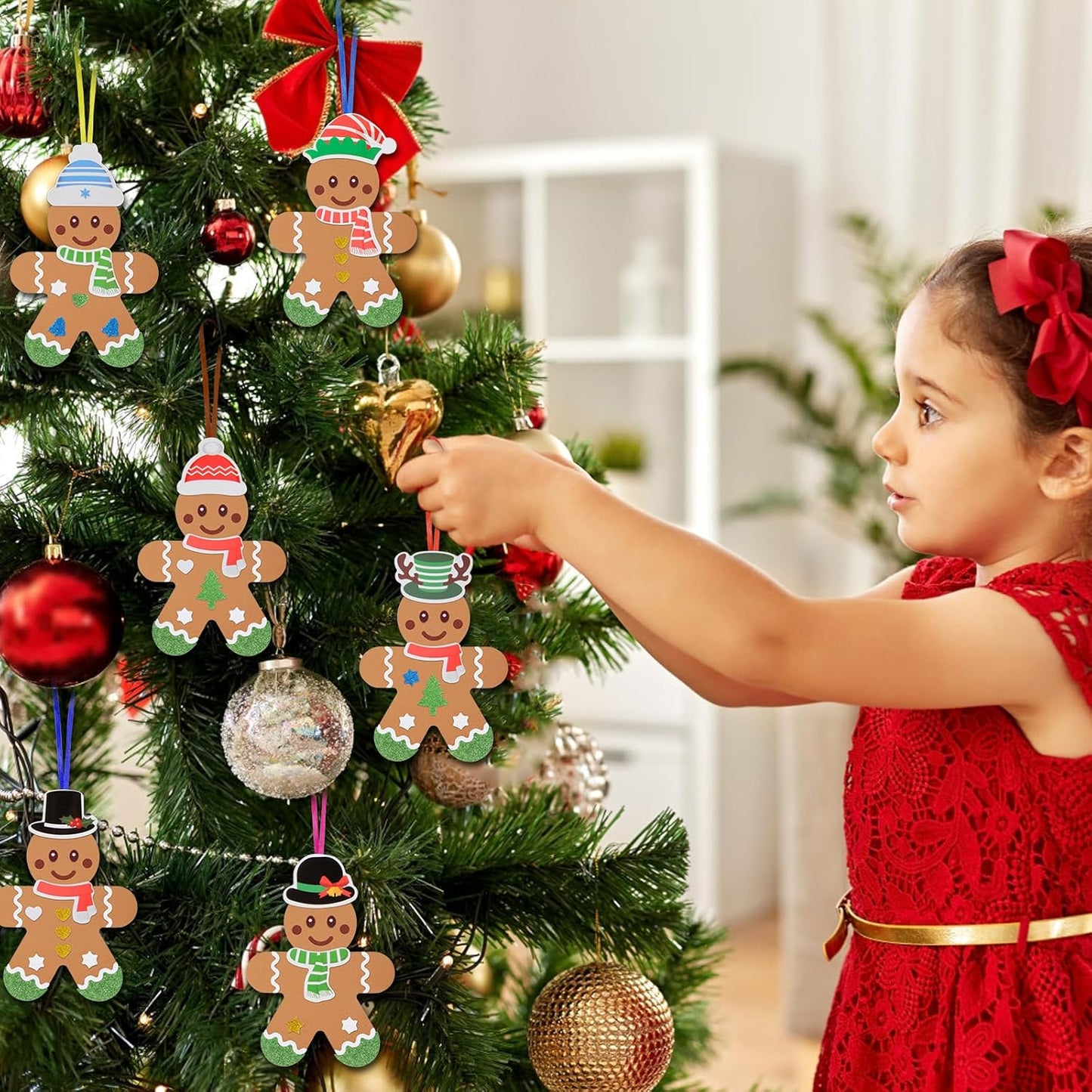 Fennoral 24 Pack Gingerbread Man Craft for Kids Make You Own Gingerbread Man Foam Stickers Ornament DIY Arts and Crafts for Kids Girls Boys Chirstmas Party Supplies Christmas Tree Decoration