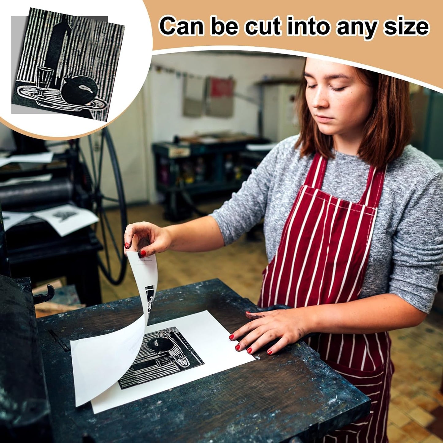 Yeaqee 8 Pcs Linoleum Block Rubber Carving Block Soft Linocut Blocks Large Linoleum Sheet Unmounted Lino Plates for Engraving Art Project Printmaking Artist Studio Supplies (12 x 12 Inch,Gray)