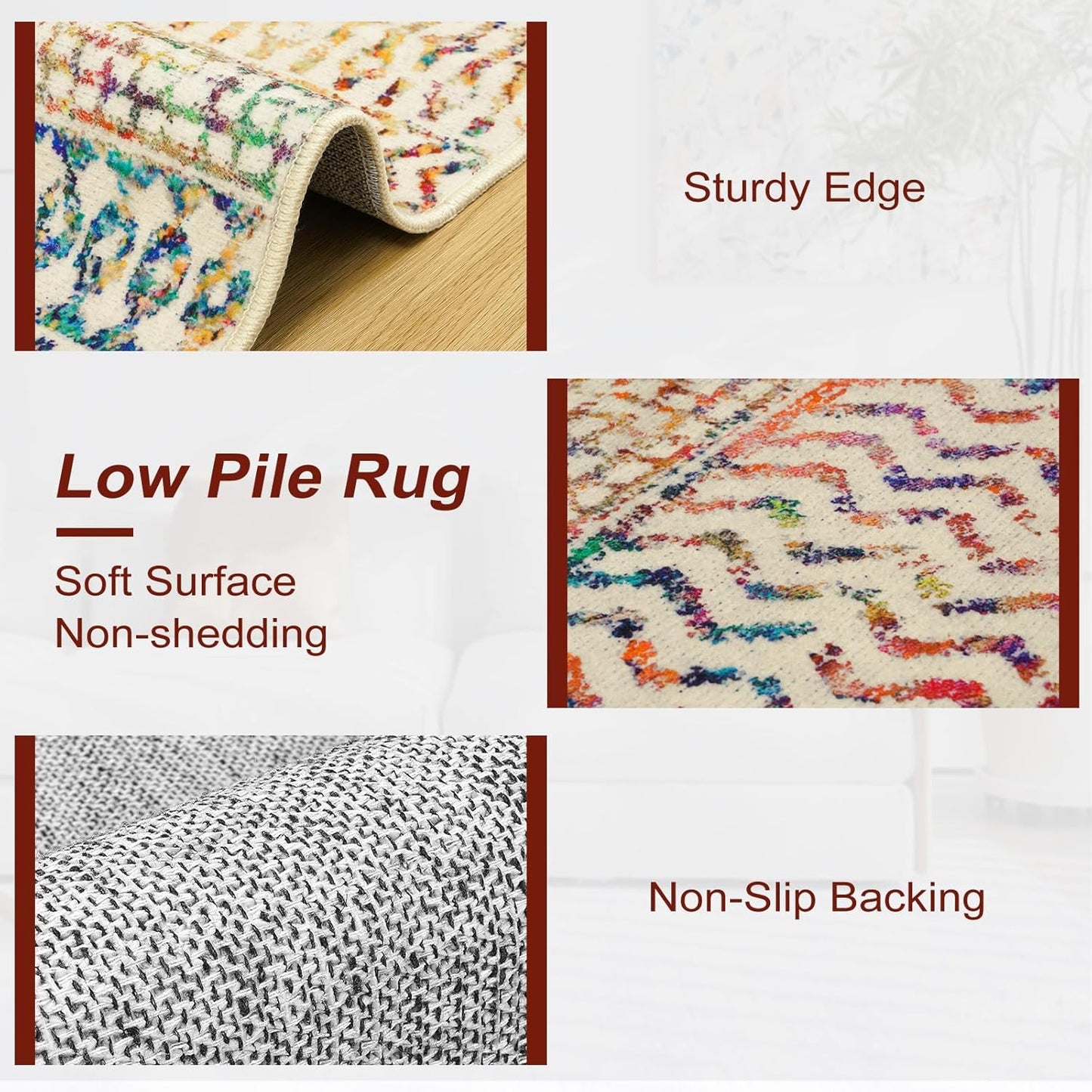 4x6 Rug for Living Room, Soft Non Slip Indoor Front Door Mat, Low-Pile Machine Washable Area Rug Floor Carpet for Bedroom Classroom Office Dining Room