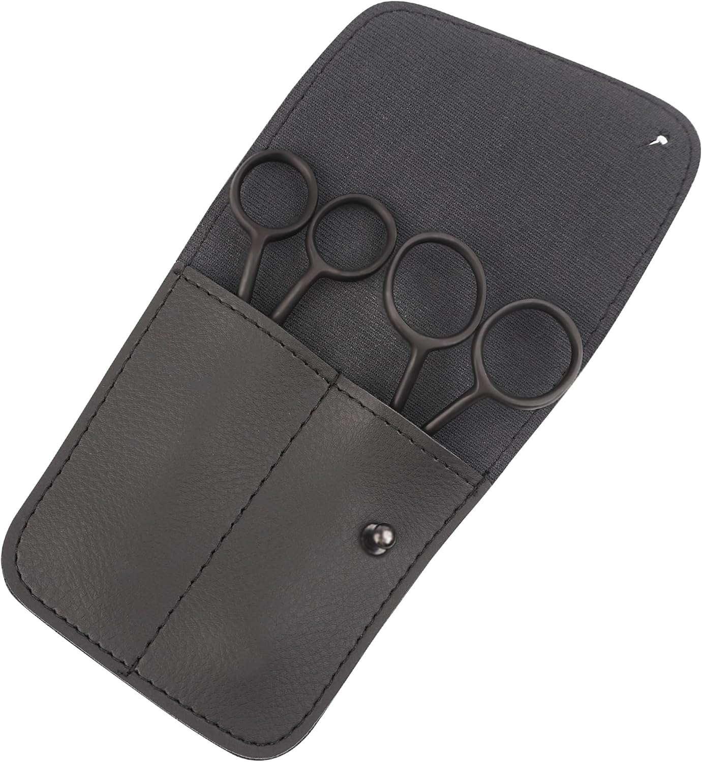 Small Embroidery 4.5 Inch Scissors Set of 2 Kit - Mini Double Bend Offset Duckbill and Double Bend Long Applique Needlepoint Blade with Pouch Sleeve (Black)