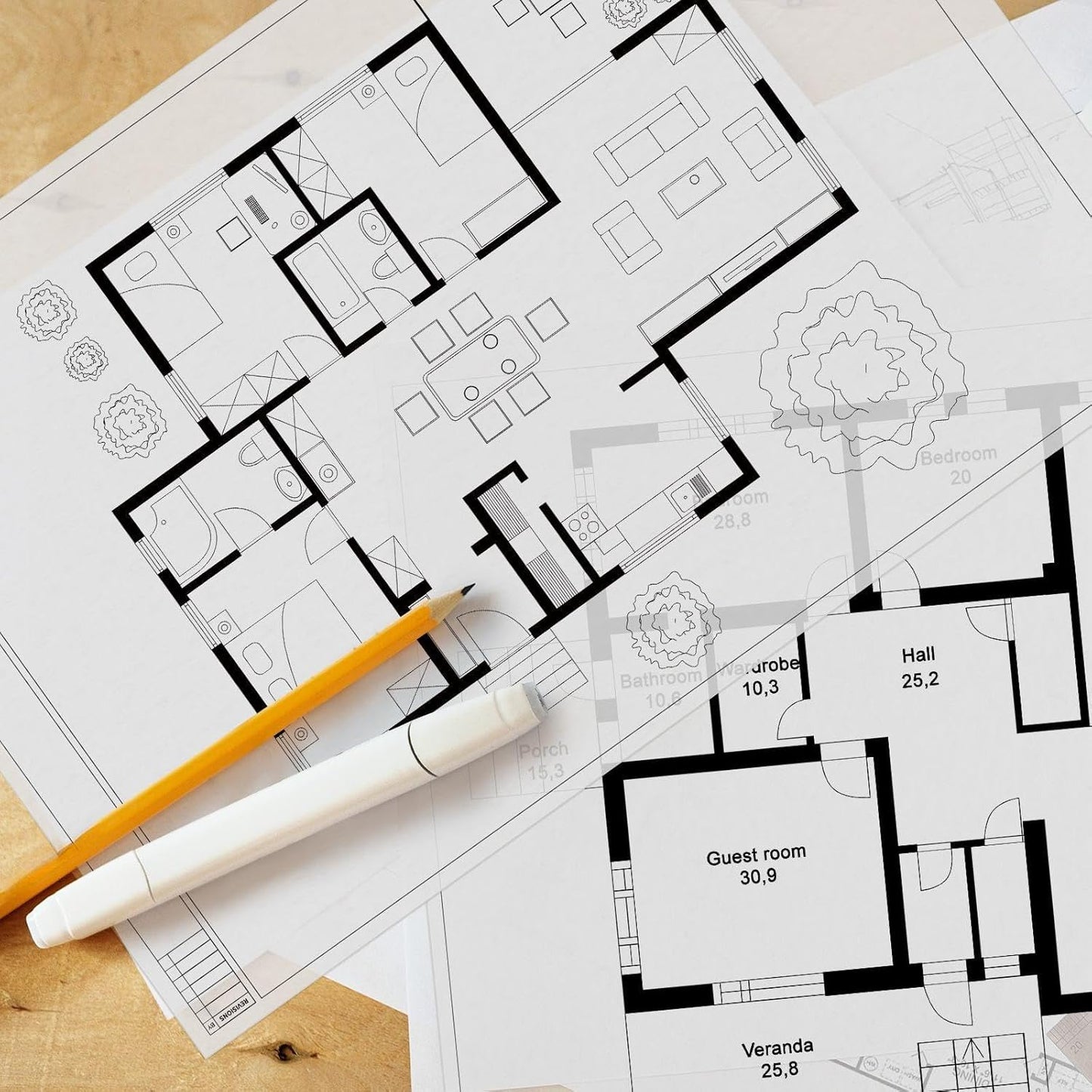 Gilprop 10 Sheets Architectural Vellum Paper 18" x 24" Drafting Vellum Tracing Sheets White Translucent Drafting Paper Rag with Border and Title Block for Drawing Sketching Architecture Building