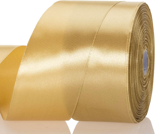 2 Inch Champaign Gold Solid Satin Ribbon, 50 Yards Craft Fabric Ribbon for Gift Wrapping Floral Bouquets Wedding Party Decoration