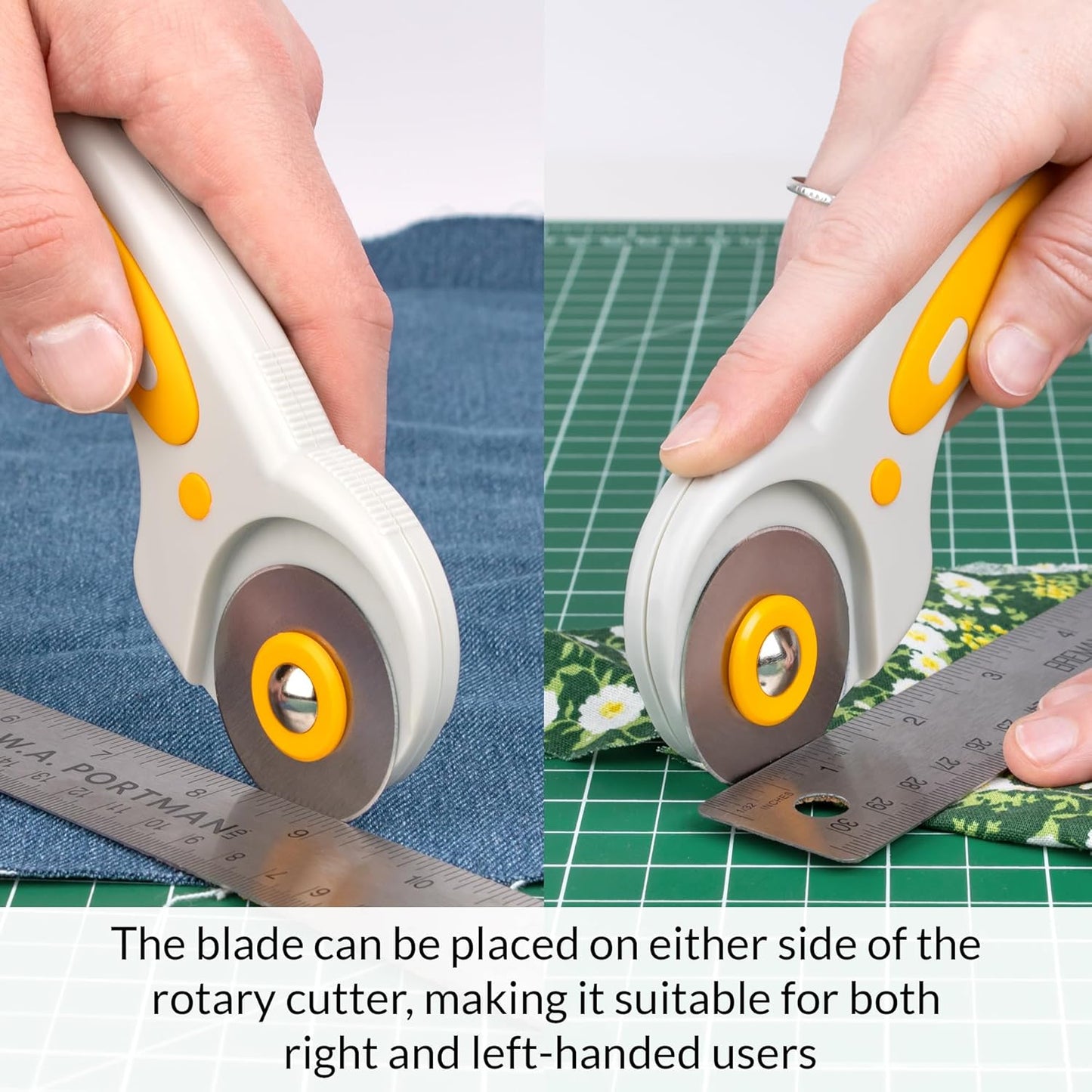 WA Portman Self Healing Cutting Mat & Rotary Cutter for Fabric Set – 12x18 Sewing Cutting Mats for Crafts with 45mm Fabric Cutter Wheel & 5 Rotary Blades – Quilting & Sewing Supplies Kit