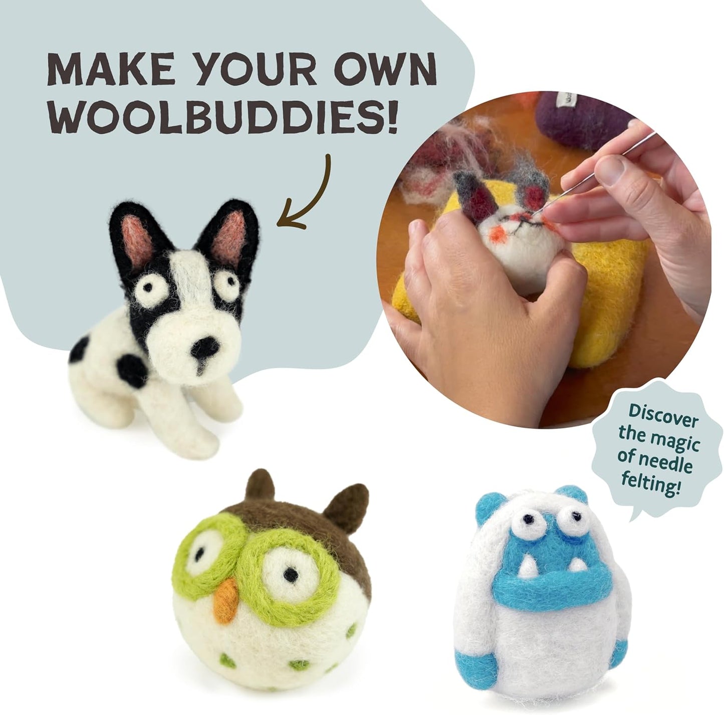 Woolbuddy Wool Felting Core Wool – Handmade Carded White for Needle & Wet Felting, Dryer Balls, Craft Pads & Chunky Yarn (8oz)