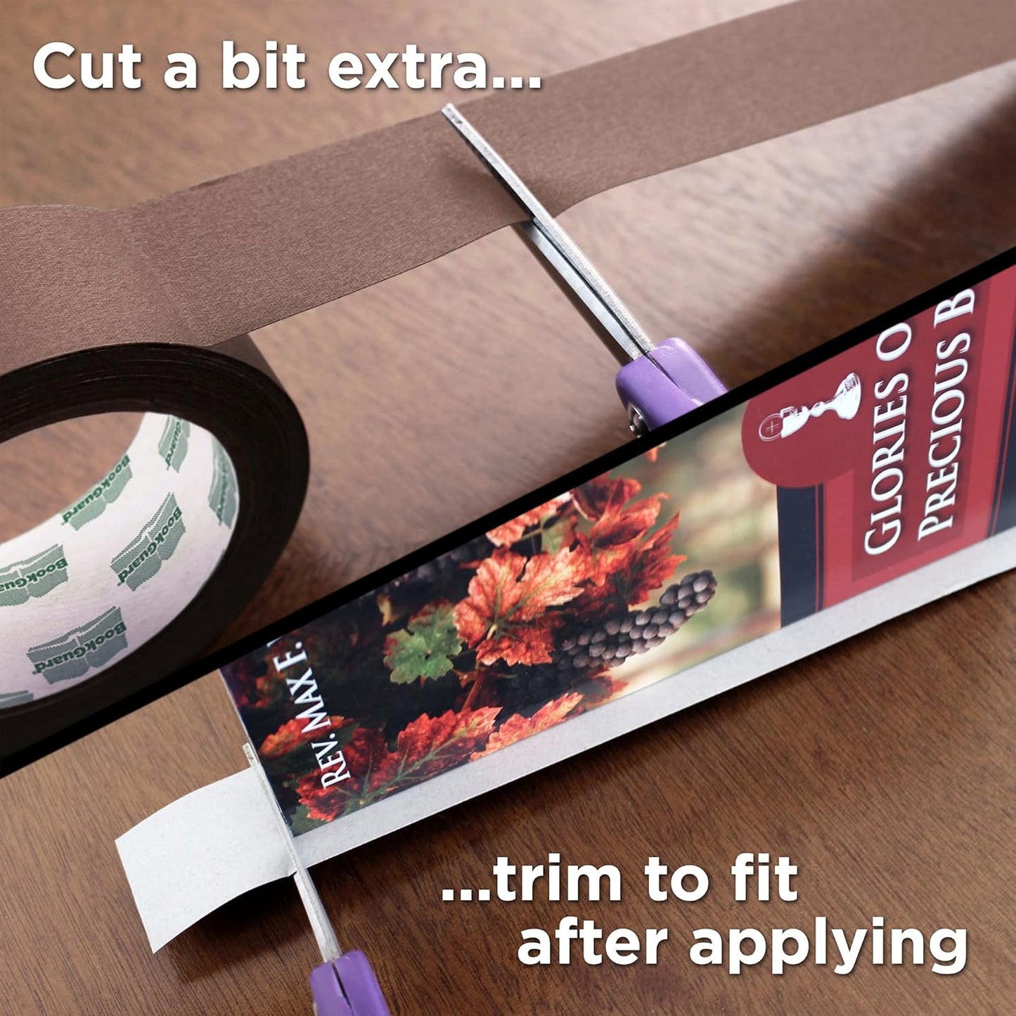 BookGuard 1-1/2 Inch Vinyl-Coated Cotton Cloth Bookbinding Repair Tape, 15 Yard Roll, Light Brown