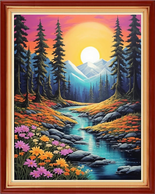 Artvxeay Cross Stitch Kits Stamped Full Range of Embroidery Kits for Beginners Adults 11CT Pattern Stitch Embroidery Kits Needlepoint Kits DIY - (Sunrise Scenery 16x20 inch)