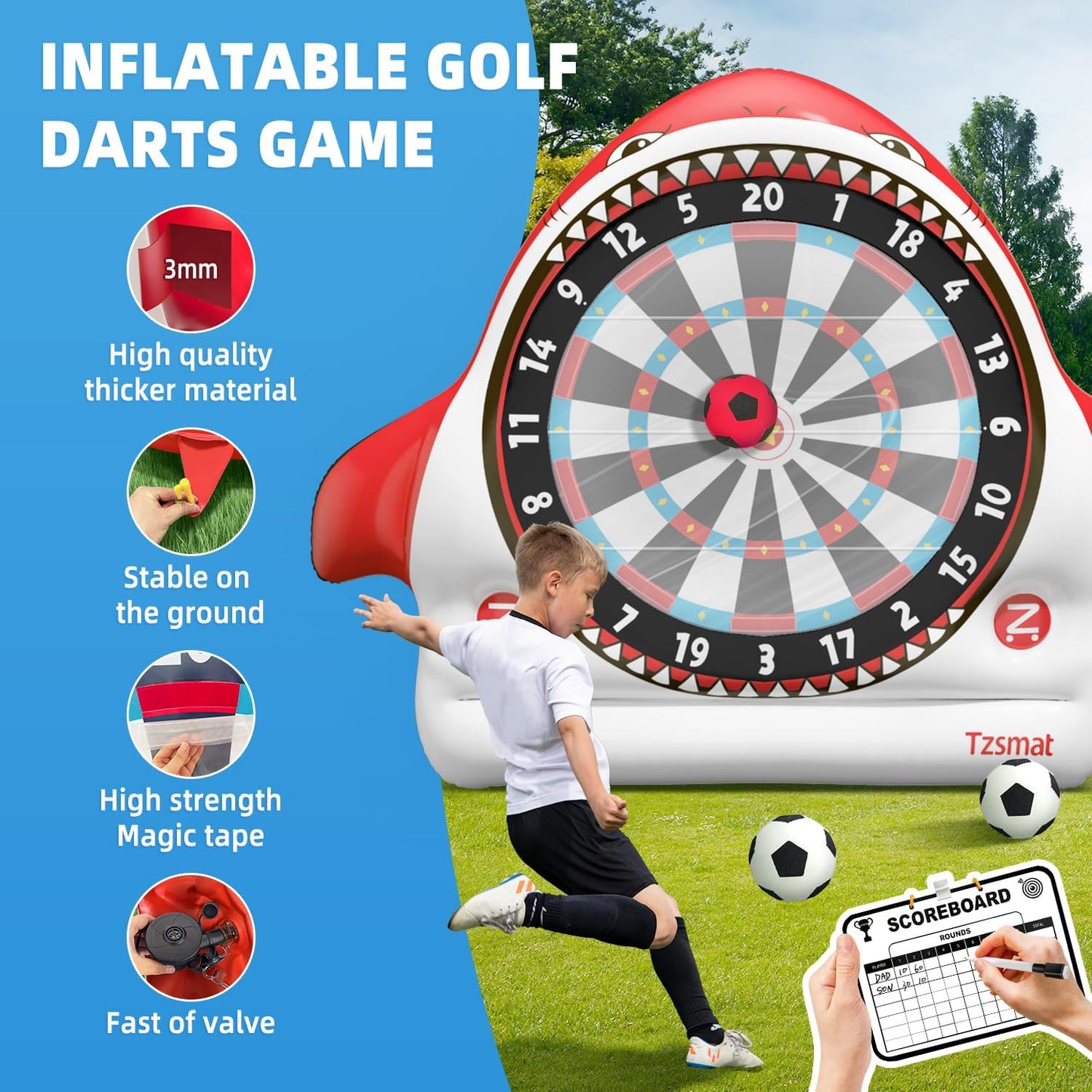 Inflatable Game Outdoor Giant Dartboard for Soccer Large Carnival Games Giant Outdoor Game-Fun Sports Games for Kids Adults, Backyard, Garden, Party, Summer Outdoor Play