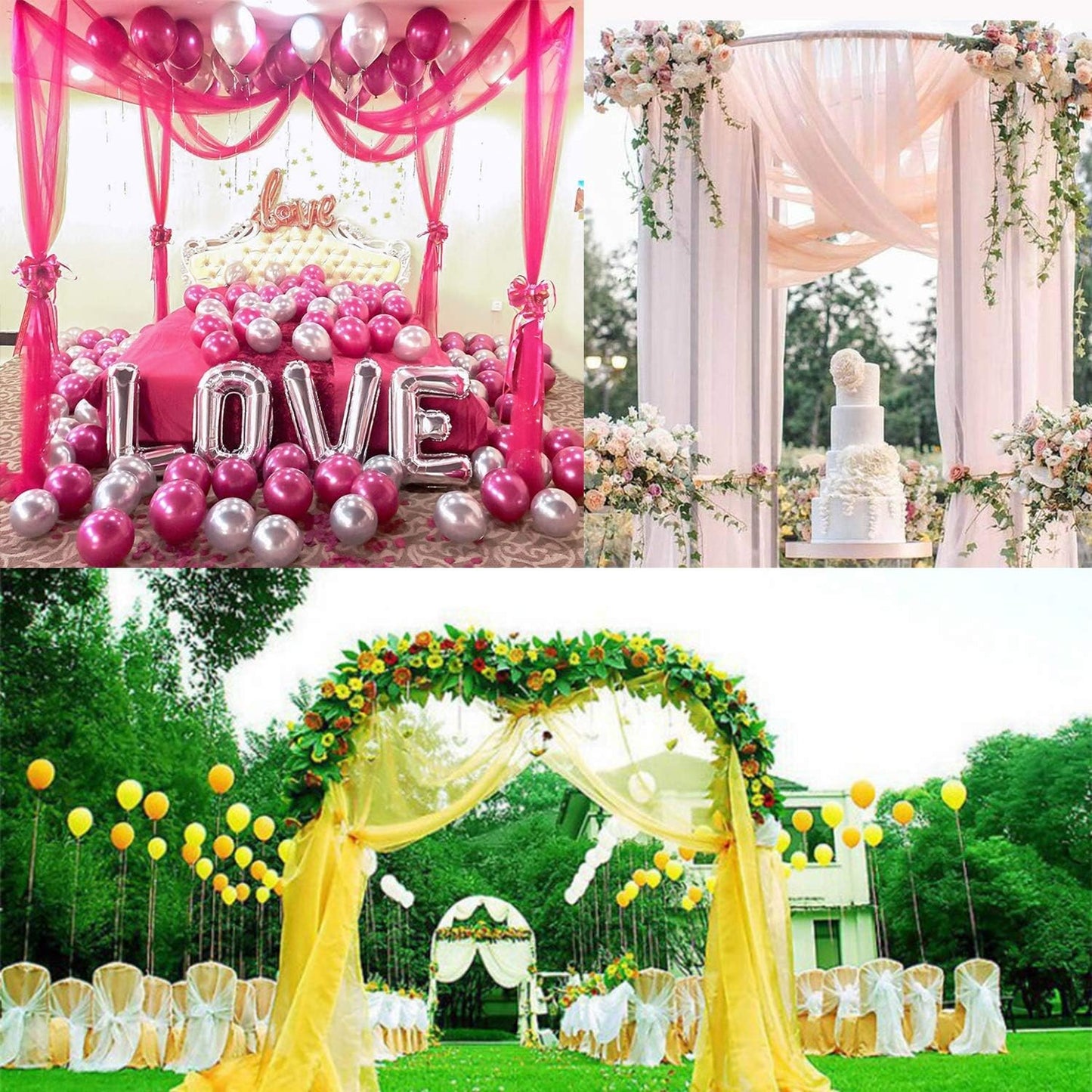 Crystal Organza Tulle Sheer Fabric Backdrop Curtains for Wedding Baby Shower Birthday Party Event Decor, 19” by 30 Yard (Rose)