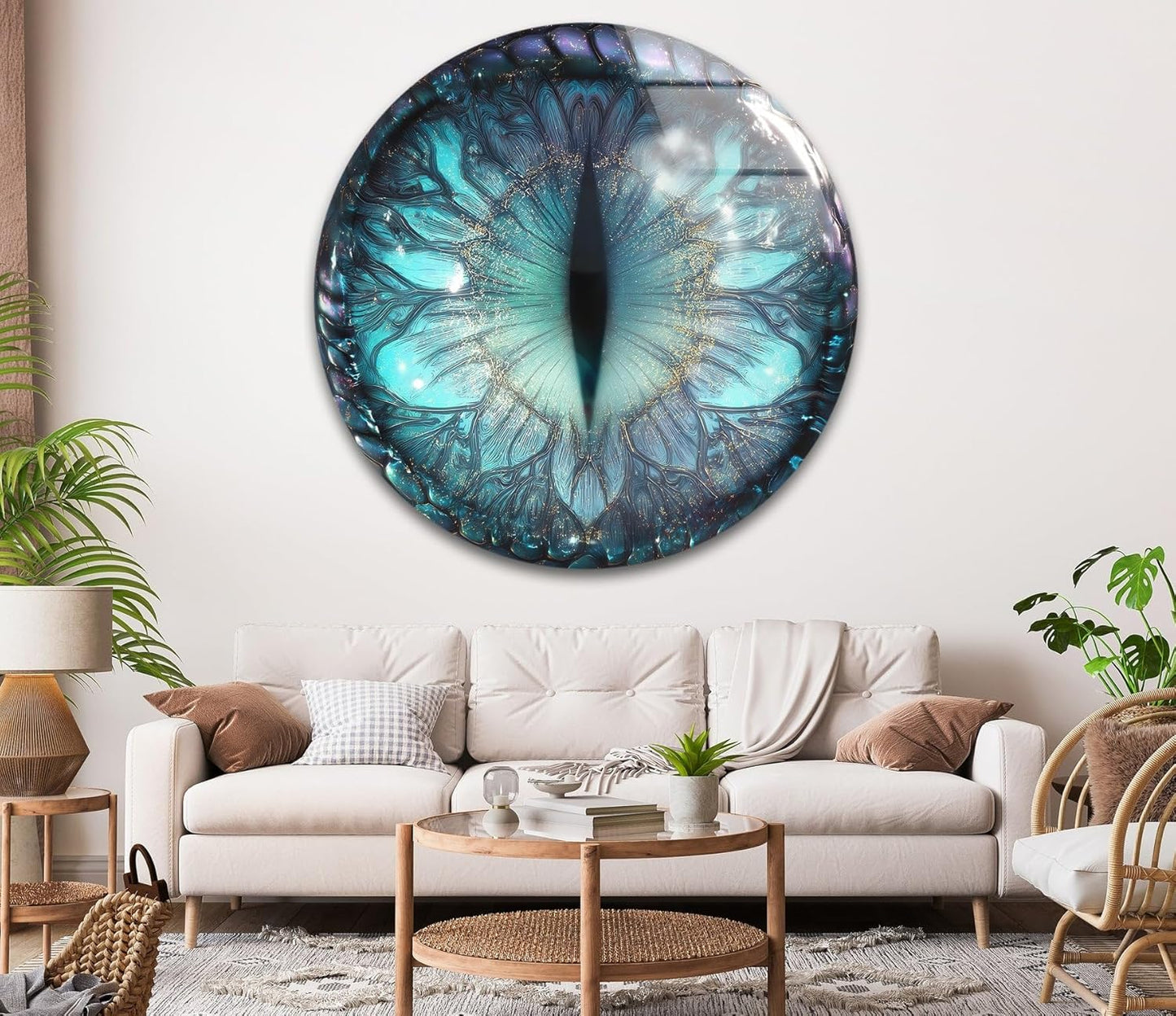 My Photostation.com 10''(25cm) Diameter Mystical Dragon Eye Round Glass Wall Art Tempered Glass Printing Wall Decor Large Wall Art Wall Hangings