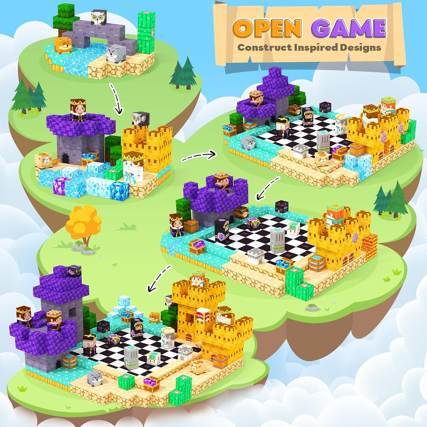 Magnetic Blocks Board Games Chess Set, Magnetic Tiles Building Blocks Kids Classroom Must Haves Montessori Education Sensory Magnet Cubes Toys, Toddler Birthday Gift for 3+ Year Old Boys Girls.