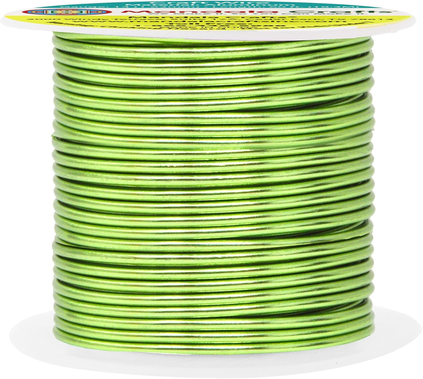 Mandala Crafts 14 Gauge Anodized Aluminum Craft Wire for Jewelry Making - 60 FT Colored Flexible Lime Green Wire - Bendable for Bonsai Armature Crafting Sculpting