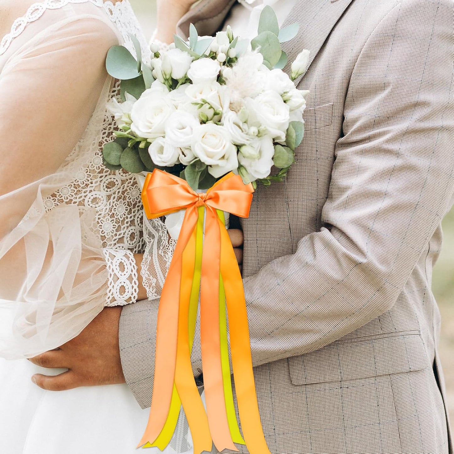 1-1/2 Inch Orange Satin Ribbons for Crafts, 6 Rolls Single-Faced Orange Assorted Ribbons for Gift Wrapping Flower Bouquet Wedding Invitations Bridal Shower Hair Bows Garland Party Decor