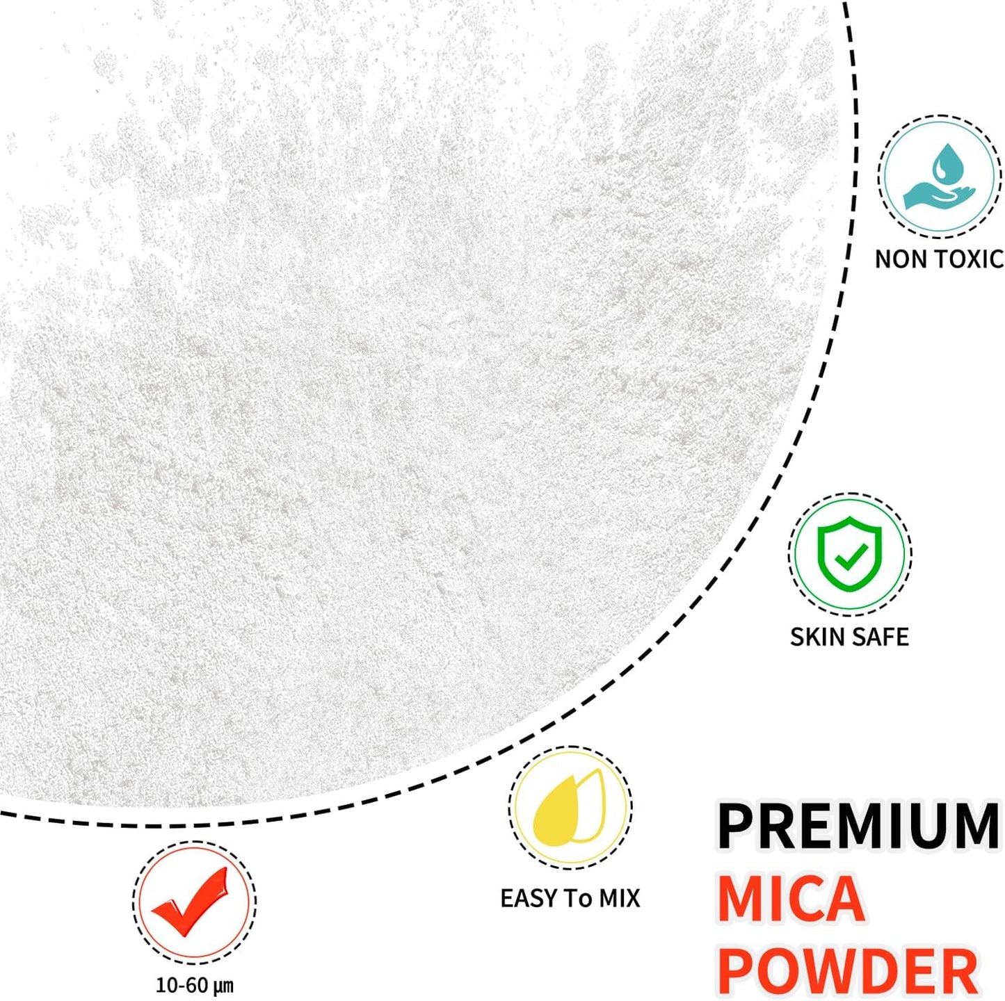 Mica Powder - 100g Mica Powder for Epoxy Resin - Metallic Color Pigment for Resin, Soap, Bath Bombs, Eye Shadow, Nails, DIY Crafting Projects etc. (White)