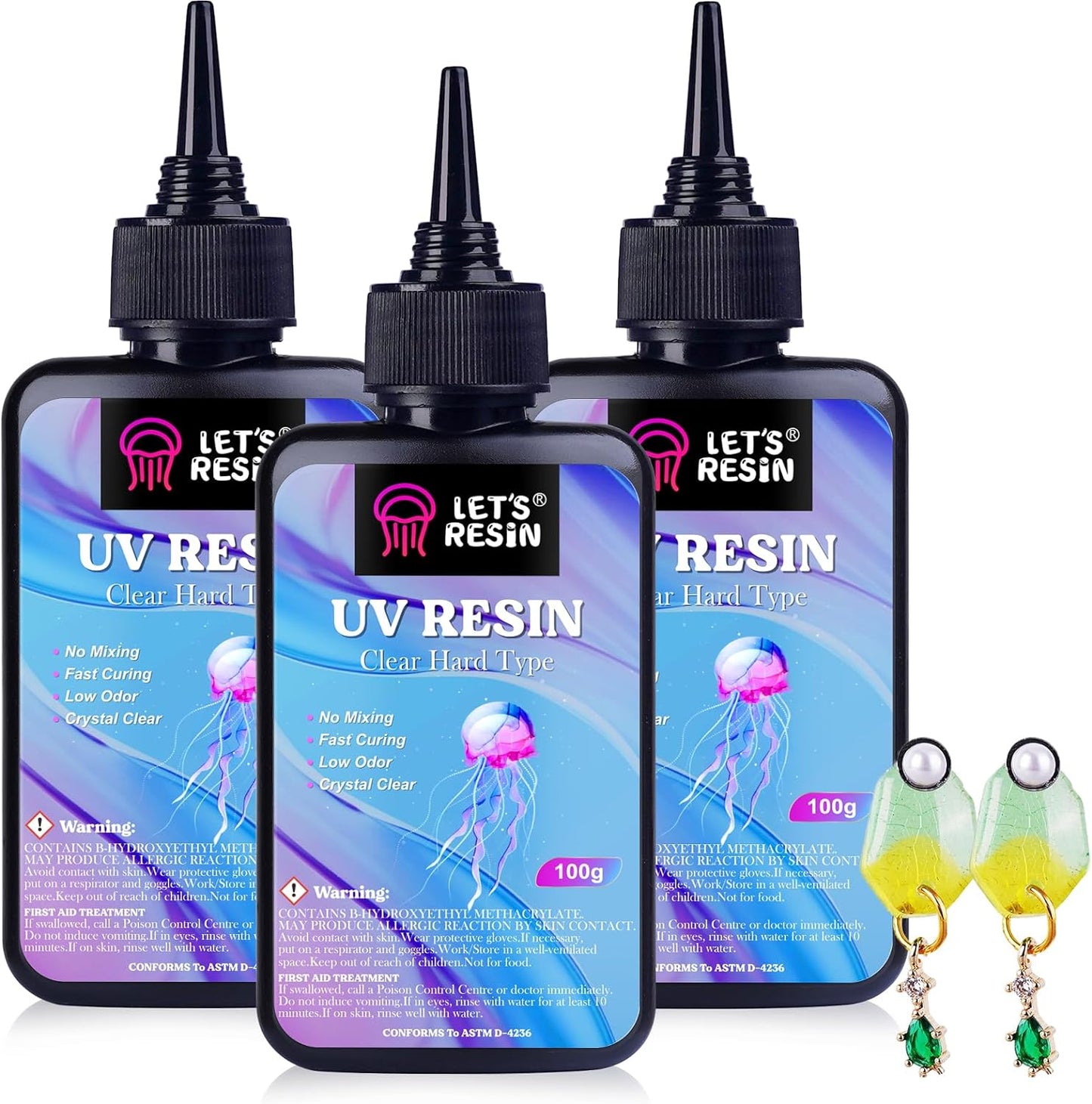 LET'S RESIN UV Resin, 300g Low Viscosity Crystal Clear Thin Resin Kit, Quick-Curing & Low Shrinkage Ultraviolet Epoxy Resin for Crafts, Casting, Silicone Molds