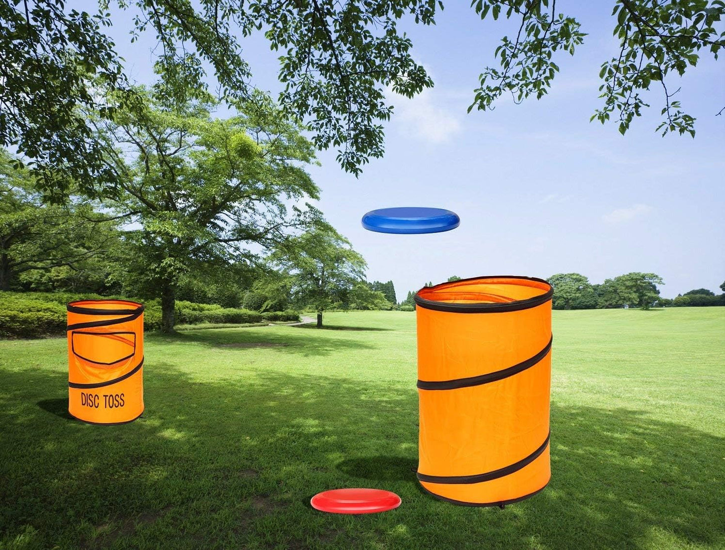 Folding Disc Toss Game Set - Flying Disc Toss Dunk Game Set - Includes 2 Disc Targets with Bean Bag & 2 Flying Discs & Carrying Case - Great for Backyard,BBQs,Tailgating