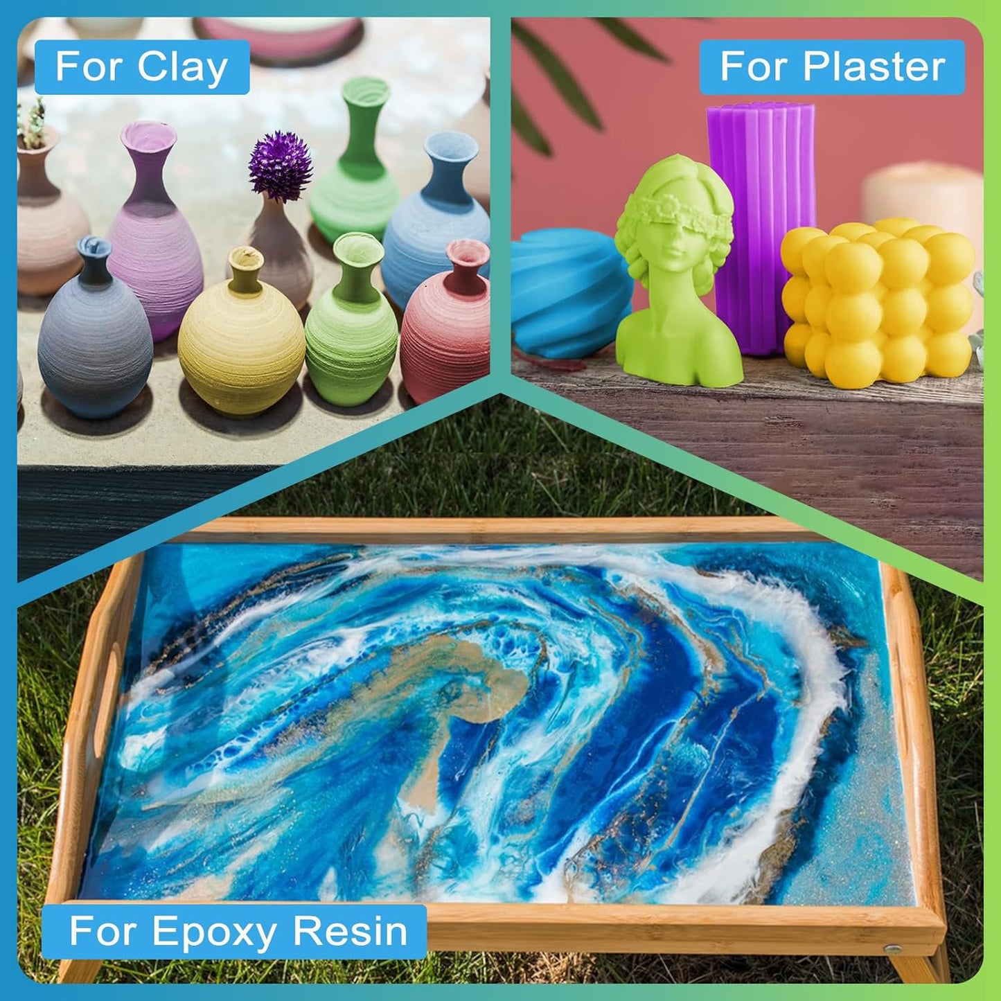 GOODTAKE Concrete Pigment, Blue Iron Oxide Pigment Powder, Concrete Cement Dye for Brick, Tile, Clay, Lime, Mortar, Grout, Plaster, Paint, Bath Bombs Coloring Powder (Blue, 16 oz)