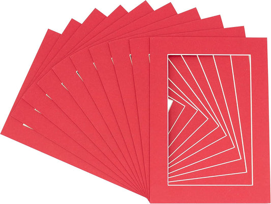 5x7 Mat for 8.5x11 Frame - Precut Mat Board Acid-Free Deep Red 5x7 Photo Matte Made to Fit a 8.5x11 Picture Frame, Premium Matboard for Family Photos, Show Kits, Art, Picture Framing, Pack of 10 Mats