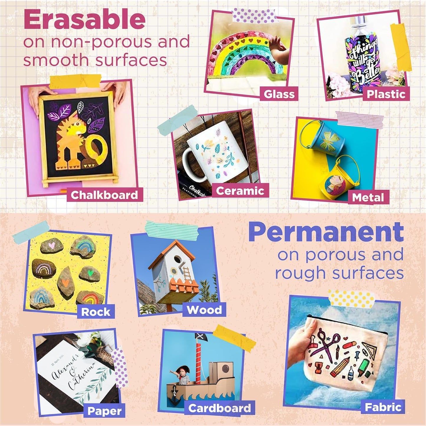 Liquid Chalk Markers for Chalkboard Erasable (20 Vintage Colors) - Bold Dry Erase Marker Chalk Pens for Blackboard, Windows, Bistro, Glass - 6mm Reversible Tip