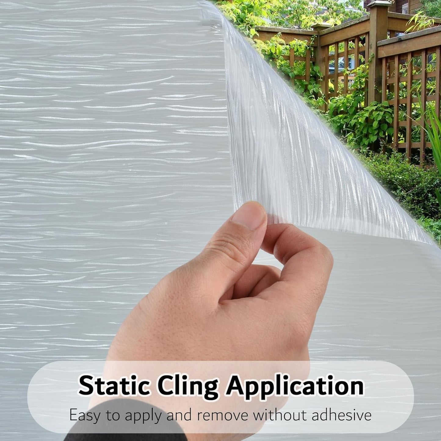 VELIMAX Frosted Window Privacy Film Non Adhesive Window Cling Removable Glass Covering Clear Water Opaque Window Film for Home Anti UV 35.4x78.7 inches