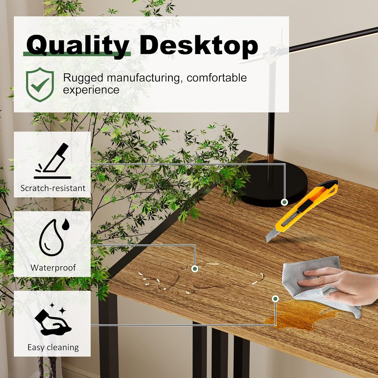 Narrow Folding Computer Desk 35 inch, Writing Gaming Computer Camping Desk, Espresso