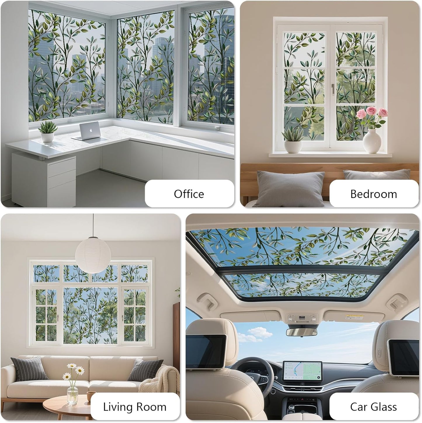 NINETREX One Way Window Privacy Film, Daytime Privacy Static Cling Sun Blocking Anti UV Reflective Window Tint for Home and Office 29.5 x 78.7 inches, Silver Leaf