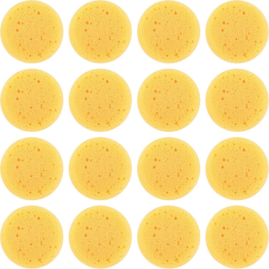 16 PCS Round Kitchen Cleaning Sponge Pottery Sponges Ymapinc 2.75 Inch Yellow Elasticity Pottery Sponges for Artist Paint Kitchen Shoes Leather Care Painting Face Art Crafts Household
