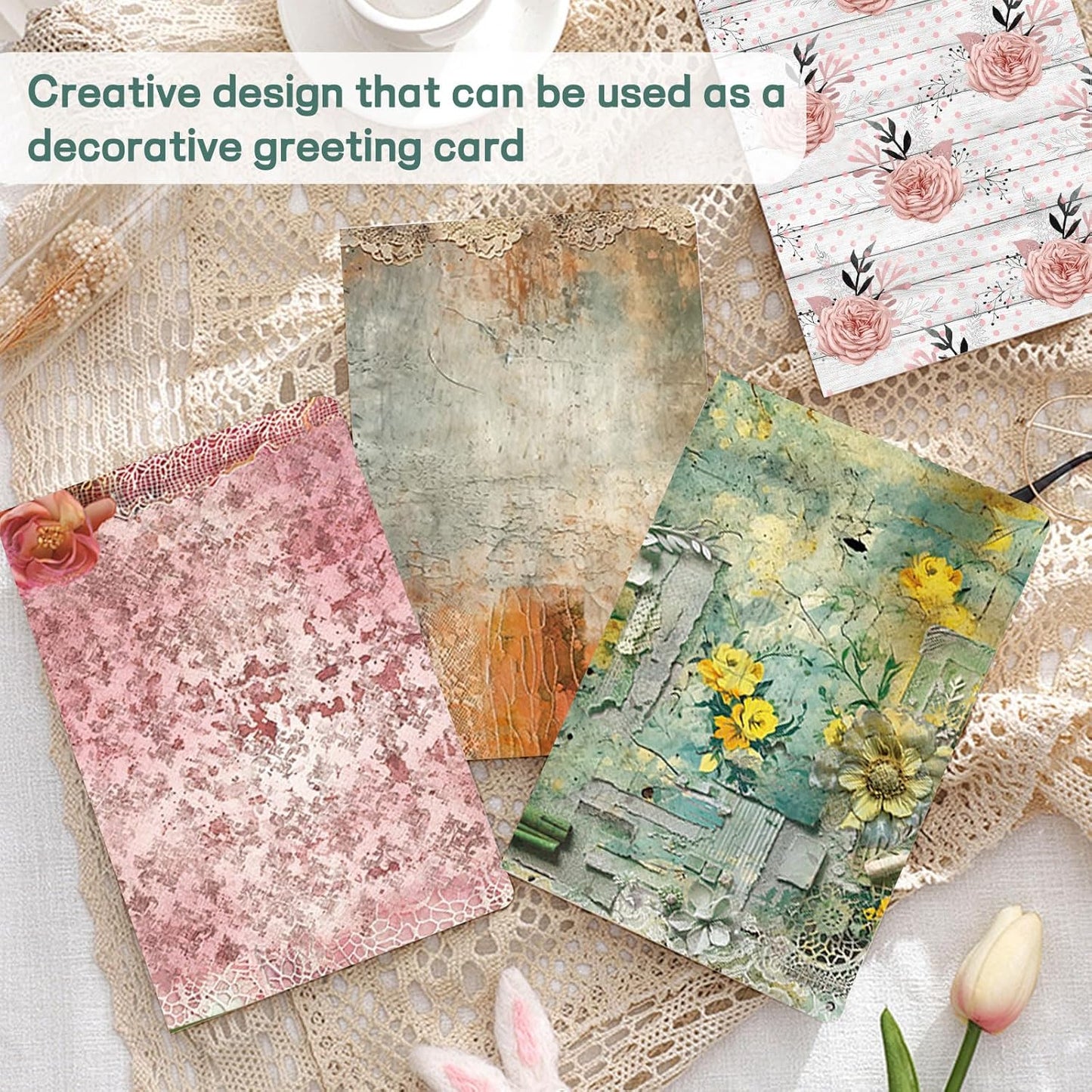 Scrapbook Paper 12x12 inch, 24 Sheets DIY Origami Decorative Craft, Double sided printing, Photo Album Decor Wooden-free Paper for Gift Wrapping Card Making Collage Album Decorative (Green)