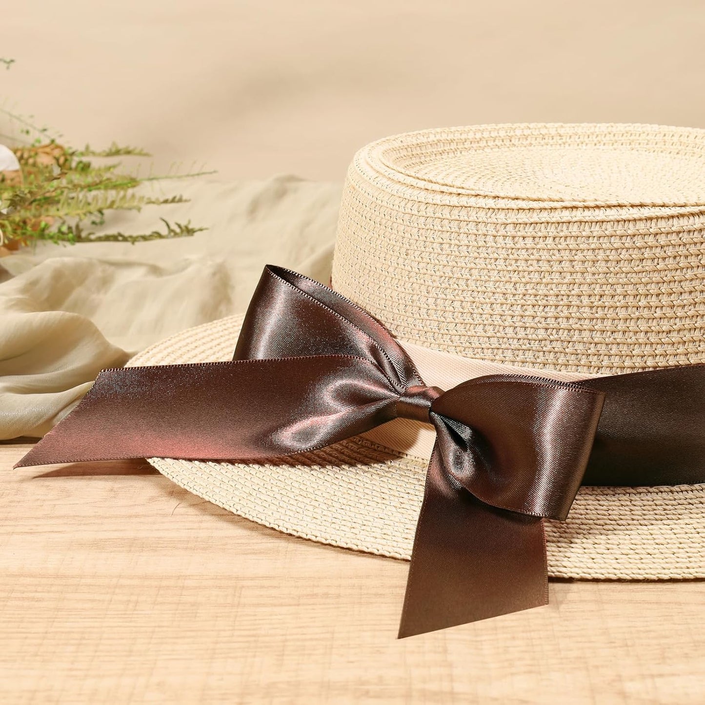 LaRibbons Brown Satin Ribbon 1 1/2 Inch 50 Yards Thin Luxury Double Faced Mocha Mousse Silk Ribbon for Flower Bouquet Crafts Gift Wrapping Wedding Decoration