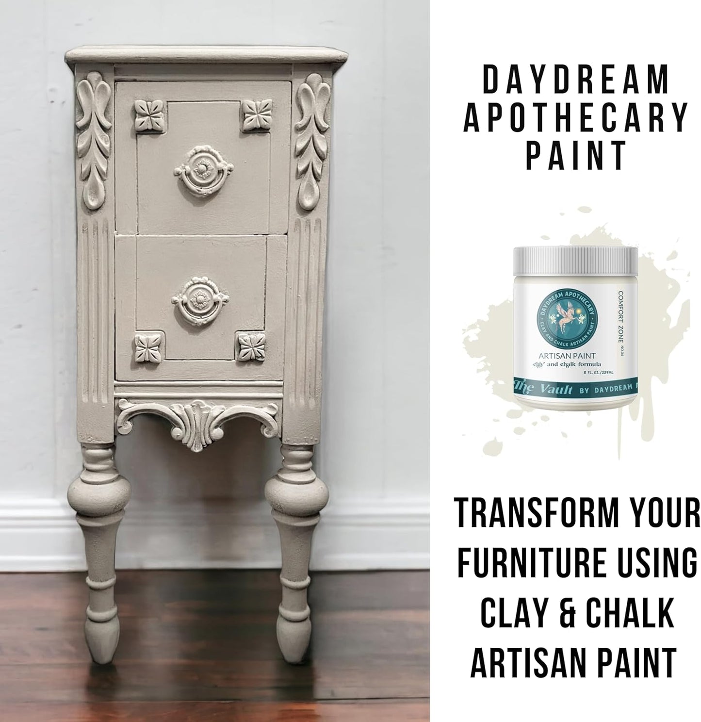 Daydream Apothecary Premium Chalk Style Paint for Furniture, Home Décor, Wood, DIY Interior Projects, Quick Dry, No Prep or Prime Needed, Matte Beige - 16oz