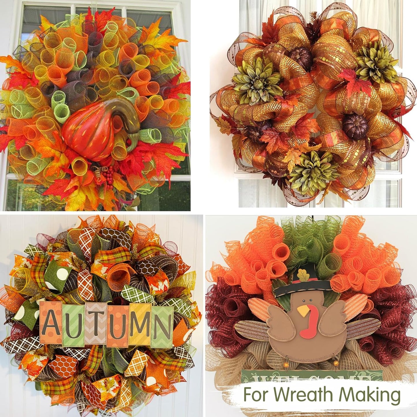 TONIFUL 2 Rolls 10 Inch Green Decorative Mesh Ribbbon Rolls, Fabric Mesh for Mesh Wreath Supplies, Front Door Wreath Crafts Tree Decor Christmas NewYears Halloween Decoration (10 yds/roll)