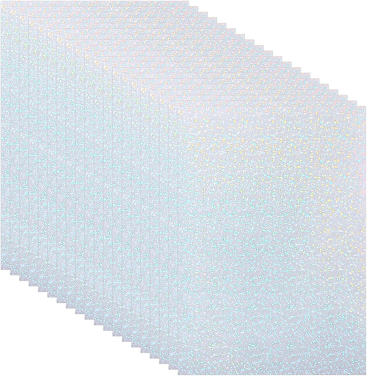PATIKIL 8.3x5.8" Holographic Sticker Paper, 20Sheets A5 Polypropylene Self-Adhesive Transparent Waterproof Laminate Overlay Film for Photo Cards Scrapbook Decorations, Little Circle