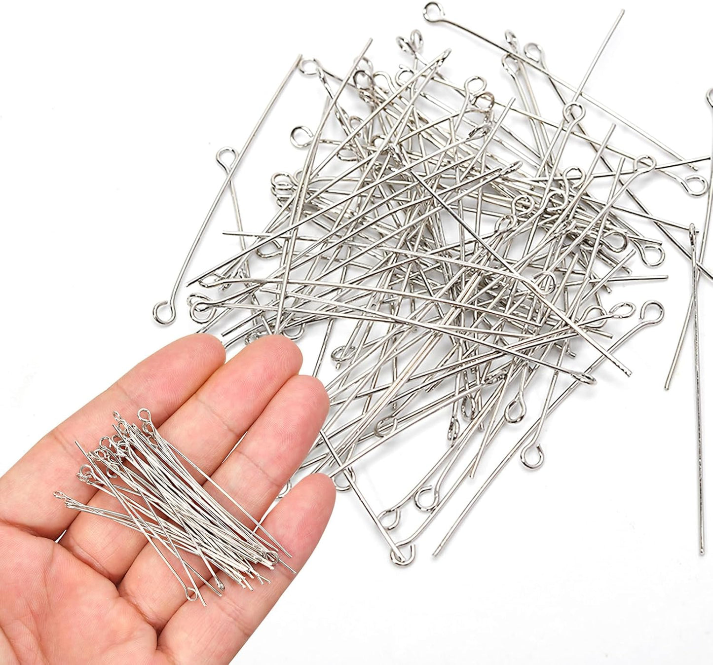 260pcs Silver Filled Eye Pins Non Tarnish Craft Earring Bracelet Jewelry Making Accessories Supplies (20mm (0.78in, Silver-Eye Pin)