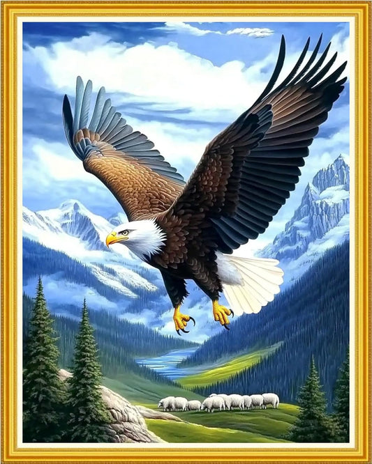 Hopeart Stamped Cross Stitch Kits for Beginner Embroidery Kits for Beginners Adults DIY 11CT Cross Stitch Patterns Needlepoint Kits Crossstitching Kits-Eagle Sheep 16x20 inch