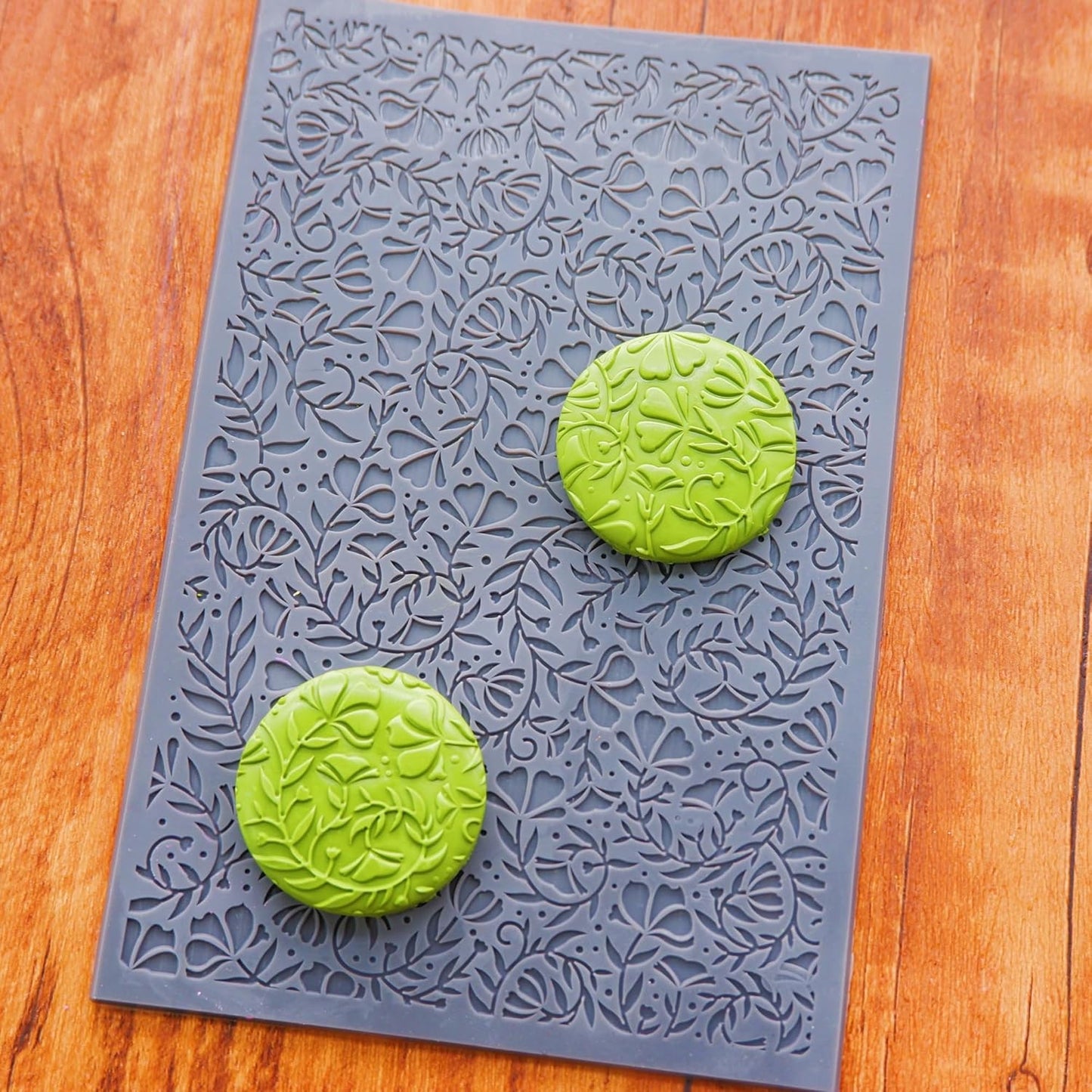 Arbuya Swirls Flowers Blossom Polymer Clay Texture Mat - Flourish Flowers Texture Sheet for Polymer Clay Jewelry Making, Earring Charms, DIY Craft Supplies