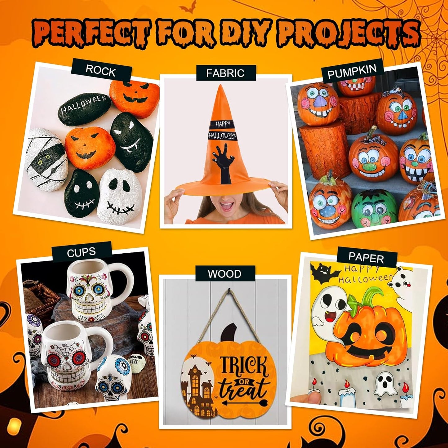 Betem 12 Colors Dual Tip Acrylic Paint Pens Markers, Premium Acrylic Paint Pens for Halloween Decorations, Wood, Canvas, Stone, Rock Painting, Glass, Ceramic Surfaces, Pumpkin Painting Kit DIY Crafts