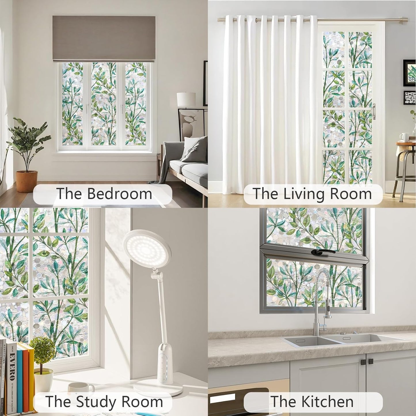 LEMON CLOUD Window Privacy Film, Stained Glass Window Film, Decorative Rainbow Window Clings, Static Cling Non Adhesive Door Stickers, Anti-UV Sun Blocker Heat Control for Home 23.6 x 78.7 inches