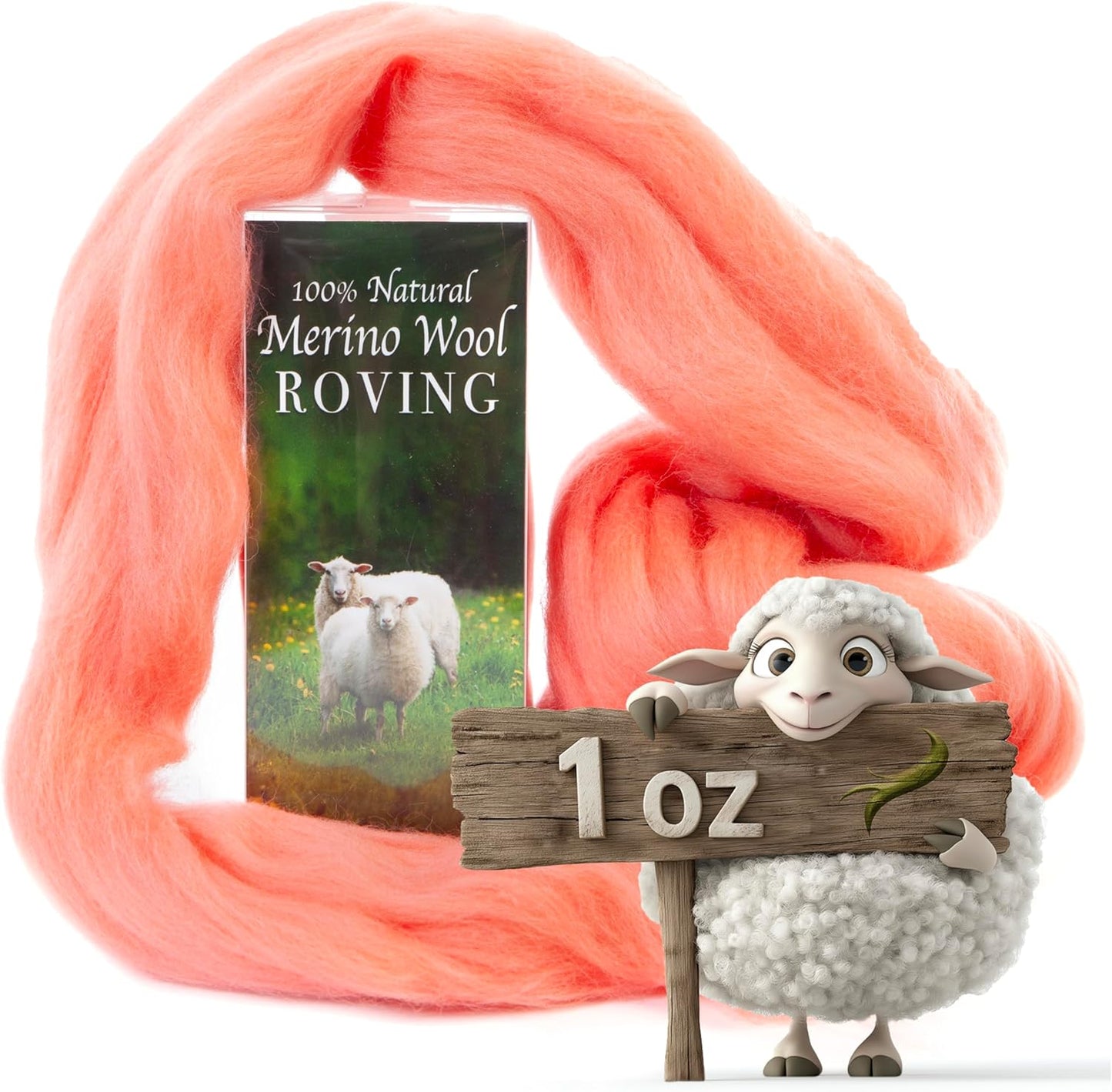 Desert Breeze Distributing 100% Natural Merino Wool Roving - Premium Combed Top Merino Roving Wool - Tapestry, Spinning, Wet Felting & Needle Felting Supplies - 21.5 Micron - 1 oz, Color Begonia