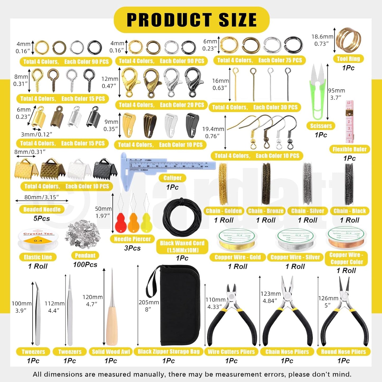 Mardatt 1587Pcs Jewelry Making Supplies Kit Includes Jewelry Pliers, Jewelry Wires, Jewelry Making Silver Charms, Chains, Jump Ring Opener and Tweezers Jewelry Accessories for Jewelry Repair
