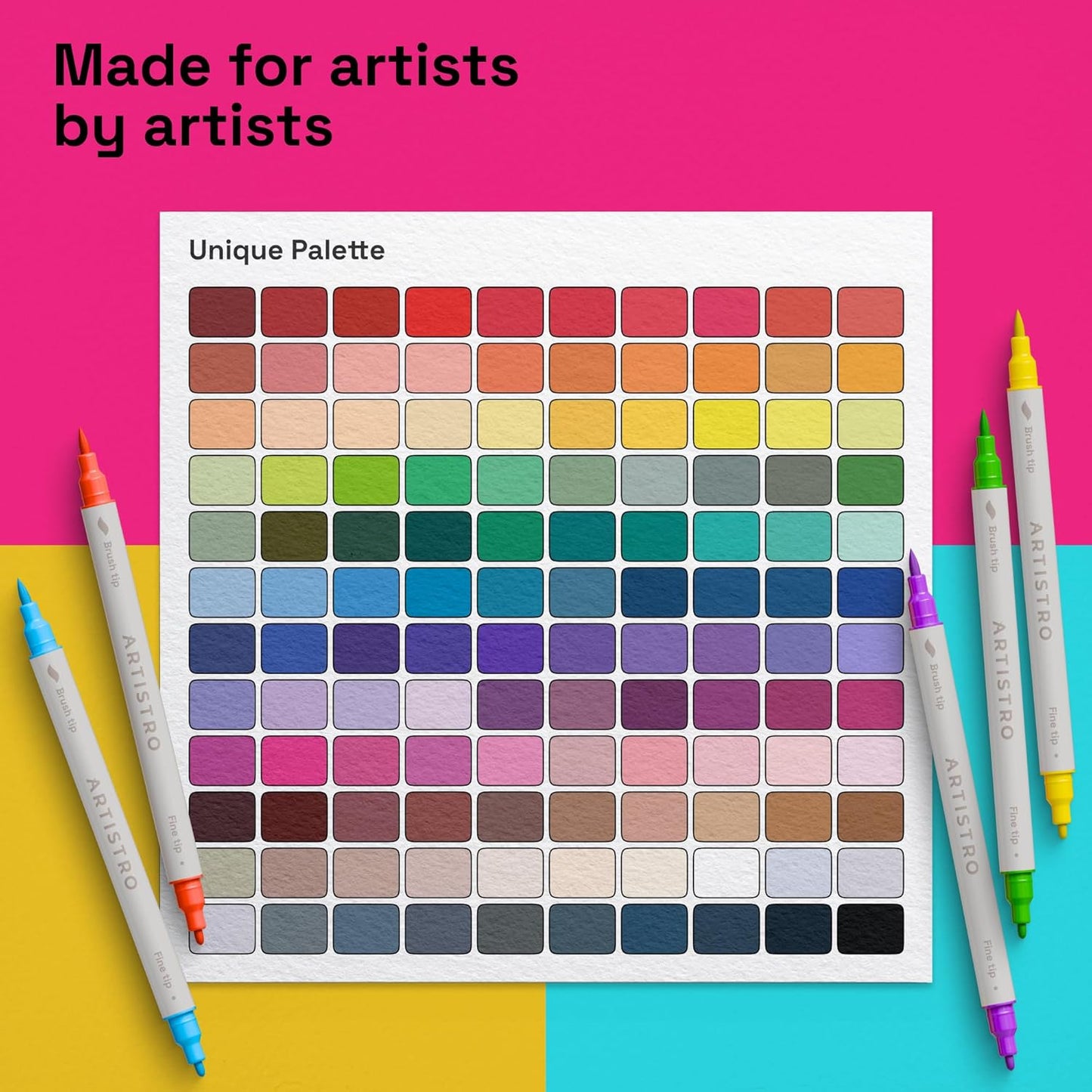 ARTISTRO 120 Dual Tip Brush + Fine Acrylic Paint Markers - Easy for All Ages & Levels Paint Pens for Fabric, Rock, Glass, DIY - Halloween Pumpkin Painting Kit, Art Supplies, Christmas Gift