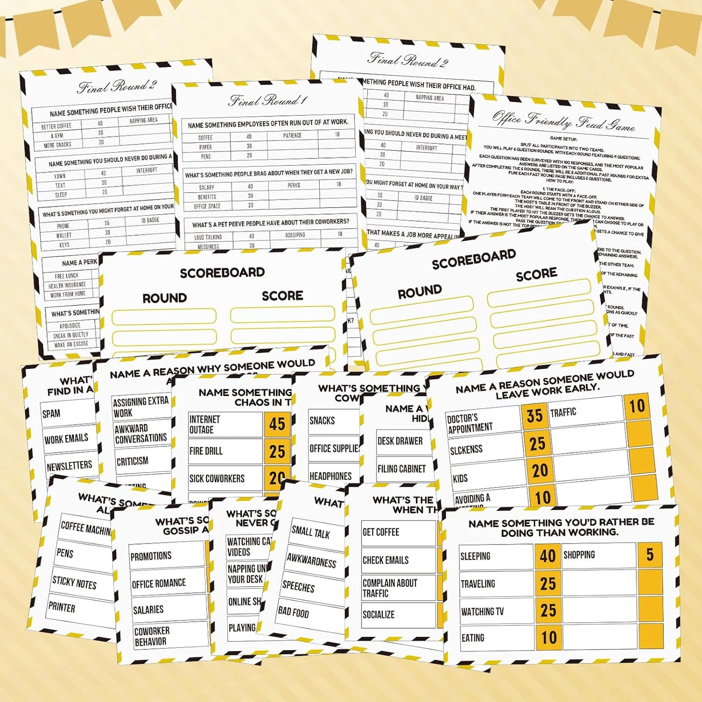 Office Party Friendly Feud Game with 2 Answer Buzzers, Team Building Feud Cards for Family Game Night Fun Trivia Quiz for Work Staff Coworkers Groups