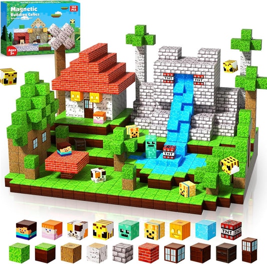 Magnetic Blocks - 150 PCS Build Magnetic Windmill Falls Homes - Magnetics Toys for Montessori Toddler Christmas Birthday Gifts - STEM Sensory Toys for 3 4 5 6 7 8 9 10 Year Old Boys & Girls