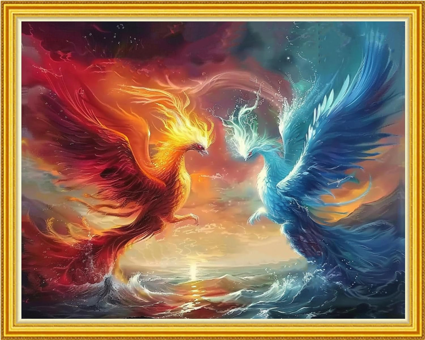 Hopeart Stamped Cross Stitch Kits for Beginner Embroidery Kits for Beginners Adults DIY 11CT Cross Stitch Patterns Needlepoint Kits Crossstitching Kits-Sea Phoenix 16x20 inch