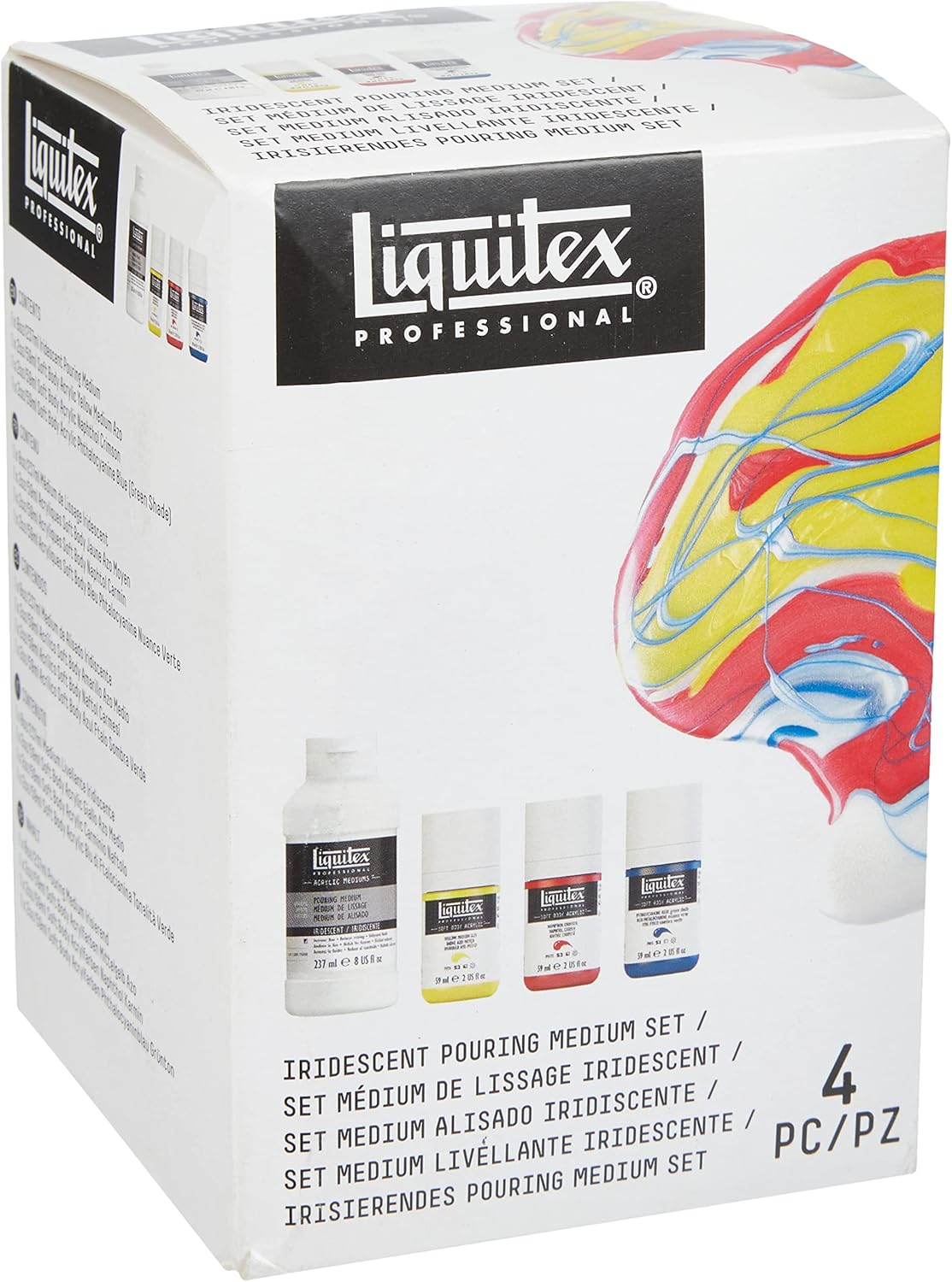 Liquitex Professional Iridescent Pouring Medium Set, Includes 3 x 2-oz Soft Body Acrylic Paint Bottles