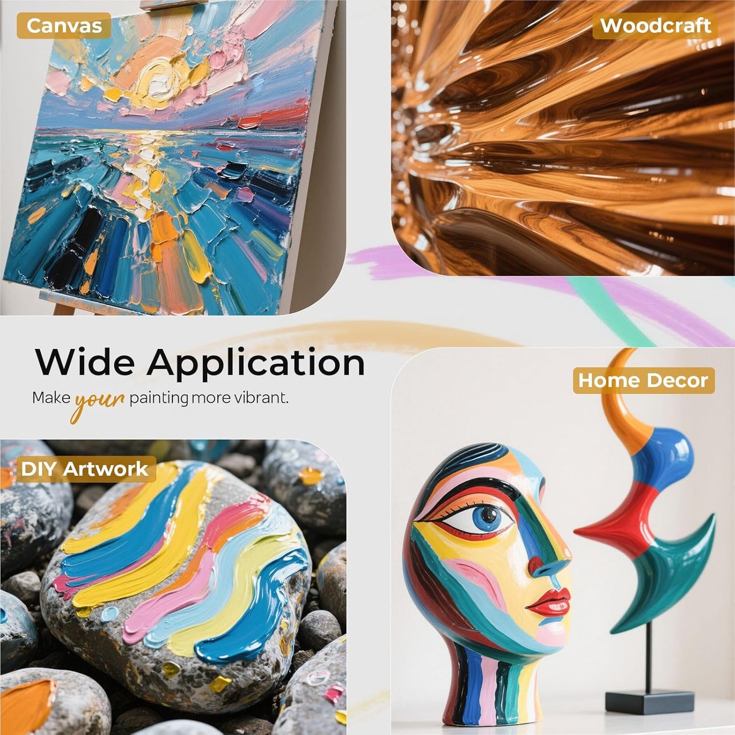 Nicpro Gloss Varnish for Acrylic Painting 4oz, Non-Yellowing, Non-Toxic, Anti-Crazing, Clear Acrylic Varnish for Pro Artist, Hobby Painter on Canvas Artwork, Acrylics Paint, Wood, High Gloss Finish