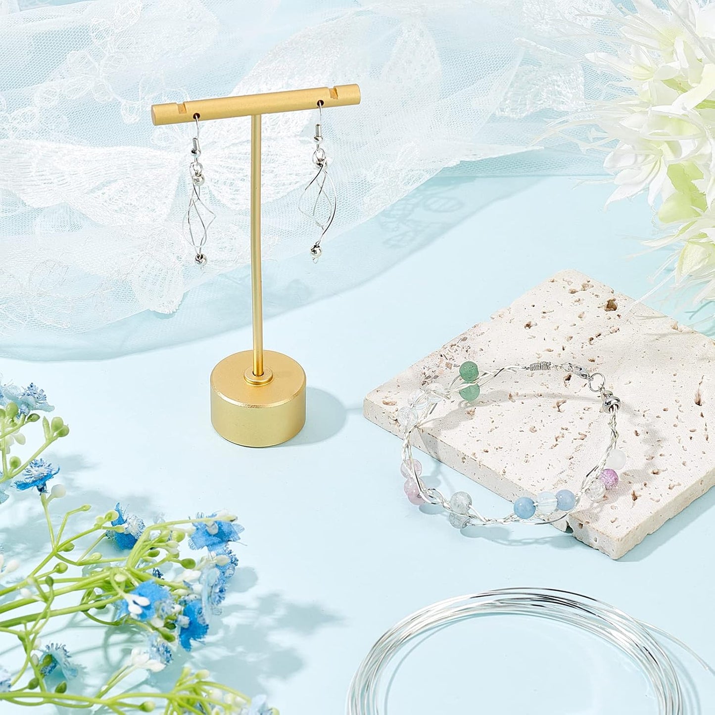 BENECREAT 23 Gauge 16 Feet Silver Square Copper Wire, Bendable Metal Craft Wire for Necklace Bracelet Making and Handmade Project